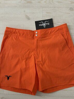 IGNITE Men's Performance Hybrid Shorts Slim Fit Vibrant Orange Size Large NWT